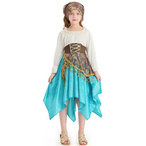 Vestido <span class=keywords><strong>de</strong></span> baile con tiras <span class=keywords><strong>de</strong></span> Flamenco gitano azul, falda Irregular azul cielo, disfraces <span class=keywords><strong>de</strong></span> lentejuelas pesadas con <span class=keywords><strong>accesorios</strong></span> <span class=keywords><strong>para</strong></span> niñas, Disfraces <span class=keywords><strong>para</strong></span> niños - Product Image 3