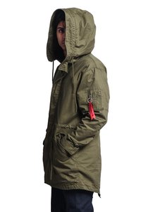 <strong>Custom</strong> USA Men's <strong>MA</strong>-1 Bomber Style Anorak Jacket Safari Coat Hooded Long Olive Medium 100% Cotton - Product Image 3