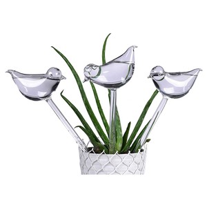 Globi Autoirriganti in Vetro Soffiato a Mano, Trasparenti, a Forma di Uccello, Diametro 10.5xH26cm, <span class=keywords><strong>per</strong></span> Irrigazione Giardino e Interni - Product Image 1
