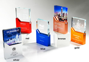 Fashion Step Metal Base Crystal <strong>Plaque</strong>, Custom Full Color <strong>Image</strong> Printing Authorization Honor Certificate - Product Image 2