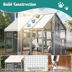 Extra Large Catio Outdoor <strong>Cat</strong> Enclosure Walk-in Pet House <strong>for</strong> Multiple <strong>Cats</strong> <strong>Run</strong> Cage Bridges PVC Roof Weatherproof Insulated All - Product Image 5