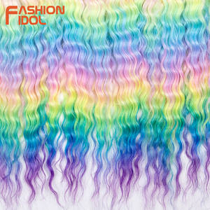 Extensions de cheveux en crochet Ariel Twist FASHION IDOL, 22 pouces, 3 pièces, vague d'eau, pour tresses colorées arc-en-ciel, bouclées, teintées, haute température - Product Image 6