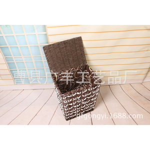 Square <b>Wicker</b> <b>Laundry</b> <b>Basket</b> With Lid Handmade Storage Organizer For Clothing <b>Laundry</b> Room Standing Type GF 15 - Product Image 3