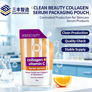 Bolsa de Embalaje Cosmético Flexible con Boquilla Vertical Impresa Personalizada para Suero Facial de Colágeno y Vitamina C - Product Image 1