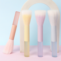 Pinceau à visage personnalisé en poils synthétiques, manche métallique, portable pour voyage, pour poudre, blush, illuminateur, fond de teint, couleur bonbon, maquillage