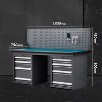 Armoire à outils d'atelier industrielle avec tiroirs, armoire de rangement pour garage et atelier, table de travail en acier