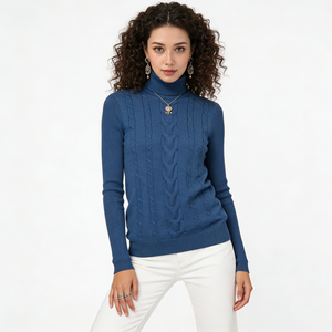 Suéter de <span class=keywords><strong>Cuello</strong></span> <span class=keywords><strong>Alto</strong></span> Personalizado de Algodón para <span class=keywords><strong>Mujer</strong></span>, <span class=keywords><strong>Jersey</strong></span> de Punto de Invierno, Suéter de <span class=keywords><strong>Cuello</strong></span> <span class=keywords><strong>Alto</strong></span> de Algodón para <span class=keywords><strong>Mujer</strong></span> - Product Image 4