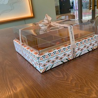 Couvercle transparent fantaisie 9 grilles musulman Atlas Design boîte à nourriture gâteau EID Dessert boulangerie Snack fruits plateau à biscuits boîte pour banquet