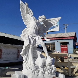 Quyang mão esculpida tamanho de vida famosa religioso, jardim, mármore, saint michael, escultura, pedra, estátua de arqueio - Product Image 1