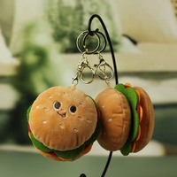 Pendentif hamburger en peluche mignon, porte-clés créatif en velours avec rembourrage en coton PP