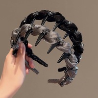Serre-tête en maille style mode pour femme, d'été, à profil haut, à dents antidérapantes, fait main