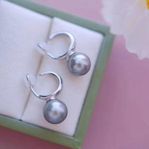 Pendientes de Plata S925 con Perlas DIY, Accesorio de Moda para Mujer, con Cuentas Redondas de 9-12 mm, Modelo 21812 - Product Image 1