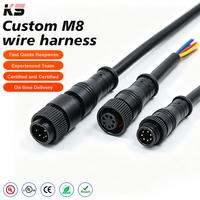 Connecteur Métallique M12 Étanche IP67 à 3, 4, 8, 12 Broches Mâle/Femelle pour PCB, Assemblage de Câbles Personnalisé OEM, Faisceau de Câblage pour Automatisation Industrielle