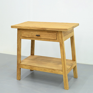 Old Teak Console <b>Table</b> with 1 Drawer, Reclaimed Wood Hall <b>Table</b> with Natural Weathered Texture for Entryway and Hallway - Product Image 2