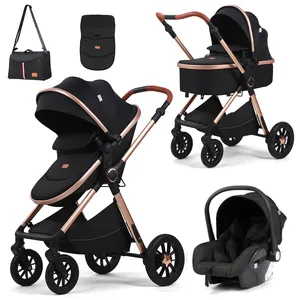 Coches Para Bebes. Luxuskutschwagen Baby 4 In 1 Kinderwagen faltbarer Babyschnuller 3 In 1 mit Autositze