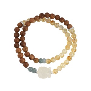 Bracelet double couche en bois de santal Little Fox, en argent sterling S925, avec grenat et graines de lotus, pour femme, à porter au quotidien - Product Image 5