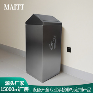Cubo de basura de acero inoxidable hecho a medida, con forma de techo, engrosado, de gran tamaño, gran capacidad, con tapa basculante, adecuado para - Product Image 5