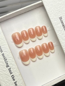 Vente en gros usine 10 pièces Faux <span class=keywords><strong>ongles</strong></span> à presser faits <span class=keywords><strong>main</strong></span>, forme ovale, style French minimaliste, faible MOQ - Product Image 5