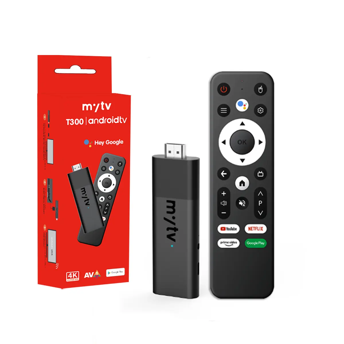 MYTV Stick T300 4K H313 ATV UI Portability Android 10 WiFi 2.4&5G BT5.0 High Definition Video Output MyTV Smarters3 IPTV Player