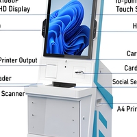 Borne d'auto-enregistrement commerciale à écran tactile 32 pouces avec boîtier en aluminium, lecteur de code QR, support au sol pour banque