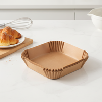 Feuilles de cuisson jetables en silicone pour friteuse à air 16CM/20CM, compatibles four, non compatibles lave-vaisselle, pour barbecue et cuisson, marron, 100 pièces