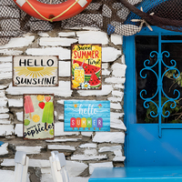 Juego de Letreros Metálicos Vintage de Playa para Verano, Decoración Retro para Pared de Casa, Cocina, Patio, Casa de Playa