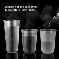 Gobelet en plastique jetable transparent de 16 oz, 500 ml, injection PP, forme en U, gobelet à boba, gobelet à thé à bulles, gobelet à café, gobelet à nourriture, gobelet pour boissons chaudes