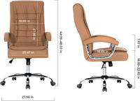 Chaise de direction élégante en cuir à dossier haut de couleur beige avec support dorsal ergonomique réglable en hauteur et confort haut de gamme pour le bureau