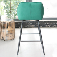 Tabourets de bar modernes de luxe en velours vert turquoise, chaise de bar rembourrée, tabouret de comptoir pour club commercial
