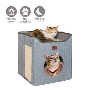 Cama plegable funcional para gato, Casa con rascador, fabricante al por mayor - Product Image 2