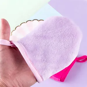 Hot Populaire Vrouwen Eye Flanel Stoffen Mitts Oem Facial Spa Cleaning Handschoen Make-Up Remover Handschoenen