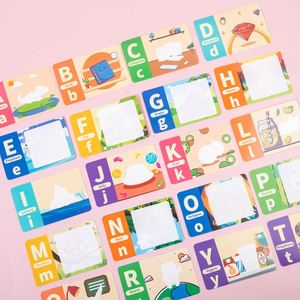 Jouets éducatifs multifonctionnels pour dessiner 26 lettres ABC et chiffres, autocollants réutilisables, cartes d'alphabet à colorier à l'eau - Product Image 2