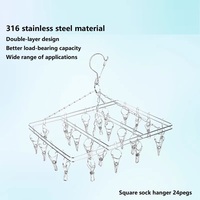 Cintres pinces à vêtements en acier inoxydable 316 argenté et cintre pour chaussettes en acier inoxydable de qualité marine avec 316 chevilles