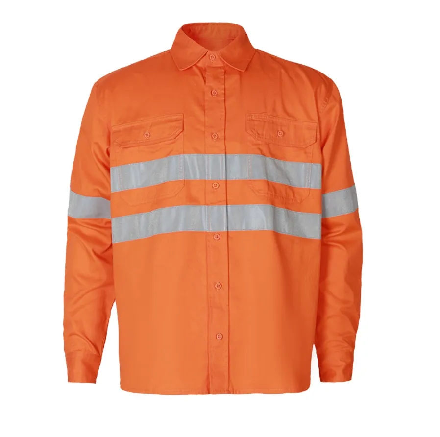Custom Men's Reflective Uniforms Shirts Night Hi Vis Traffic Safety Road Construction Shirts Long Sleeve Glow In The Dark