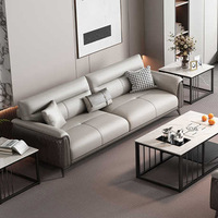 Bureau canapé Table basse combinaison ensemble Simple moderne réunion affaires réception lumière luxe italien cuir pierre bois massif