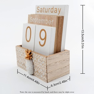 Calendario Perpetuo de Bloques de Madera, Calendario de Escritorio de Madera de Bambú con Visualización de Mes, Semana y Fecha - Product Image 3