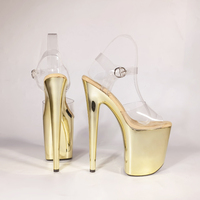 Personnalisé 20 cm Talons Hauts Galvanoplastie Plate-Forme Pole Dance Chaussures Grande Taille Stilettos Stripper Femmes Talons Sandales