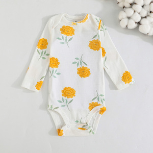 Ropa de Bebé al por Mayor, Conjuntos de Cinco Piezas de Moda, Lindos Monos Unisex con Estampado de Flores y Animales de Dibujos Animados, Tejido de Punto, Otoño - Product Image 4