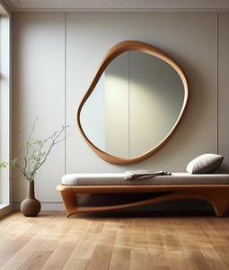 Không thường xuyên tường Gương trang trí phòng khách trang trí công phu bằng gỗ khung gương trang trí nội thất tường nhà sảnh thiết kế trang trí tường gương - Product Image 4