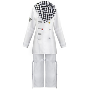 Costume de Cosplay Ouma Kokichi, ensemble complet, uniforme blanc avec écharpe à carreaux, tenue de jeu de rôle Anime - Product Image 1