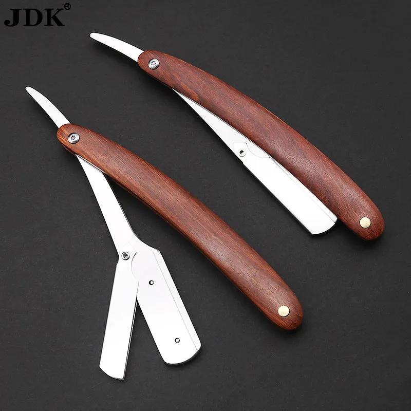 JDK מקצועי לוגו מותאם אישית מתקפל יוקרה נאבג'אס דה ברבר סכין גילוח קצה ישר חתוך גרון ספר סכין גילוח ישר