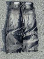 High Street Hip Hop Designer Hommes Jeans Personnalisé Applique Brodé Pierre Lavage Jambe Droite Pantalon Split À La Mode Lâche