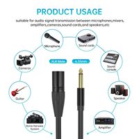 Câble XLR vers Jack nickelé Jasoz 1/4 Mono 6.5mm TS mâle vers XLR 3Pin mâle PVC gainé court XLR TS pour Microphone haut-parleur