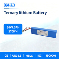 Paket Baterai Lithium 36V Berkualitas Tinggi 7.5Ah 270wh untuk Peralatan Listrik