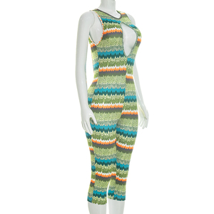 Viviblook J26JP123 Mono de una pieza para mujer, de verano, con espalda descubierta, estampado colorido, ceñido al cuerpo, de cintura alta, para discoteca - Product Image 3