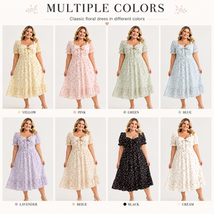 Vestido de Verano para Mujer, Estilo Boho, Estampado Floral, Hombros Descubiertos, Cuello en V, Corte en A, con Abertura, Tallas Grandes, Venta al Por Mayor - Product Image 2