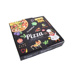 Boîtes à pizza noires personnalisées 7 10 12 14 16 18 pouces avec logo Pale Boite A Pizza