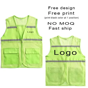 Benutzer definierte atmungsaktive Mesh Hi Vis reflektierende Jacke Arbeits kleidung Public Volunteer Kleidung Sicherheit Arbeit reflektierende Weste mit Taschen Logo