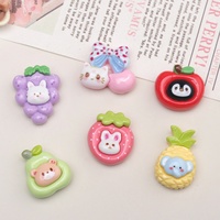Breloques en résine DIY motif dessin animé, têtes d'animaux et fruits pour pinces à cheveux et coques de téléphone