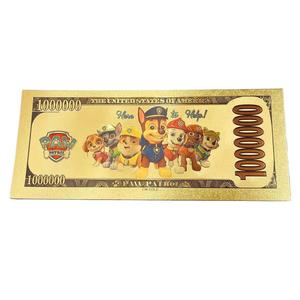 Billet de banque commémoratif officiel en feuille d'or de dessin animé PAW Patrol, pièce de monnaie en plastique, marque-page pour enfants, cadeau pour diffusion en direct - Product Image 2